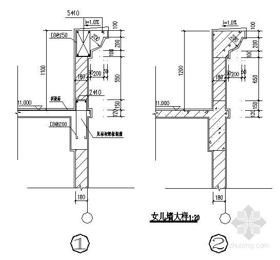 常用女儿墙节点大样图- 