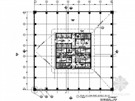 [上海]某四十二层超高层办公楼建筑施工图（179米）-平面