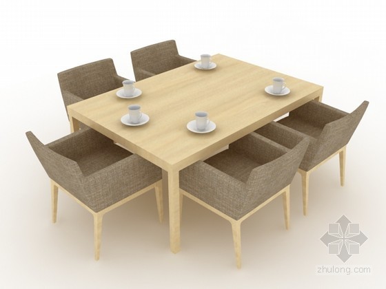 连体餐桌椅cad图块资料下载-现代餐桌椅组合3d模型下载