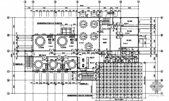 [湖北]某职业技术学院培训中心-餐饮中心建筑施工图- 