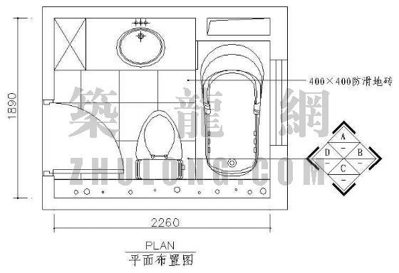 卫生间改水平面图资料下载-卫生间平面图3