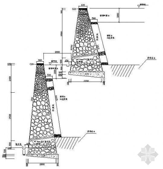 各类挡墙设计资料下载-挡墙断面设计图（2）