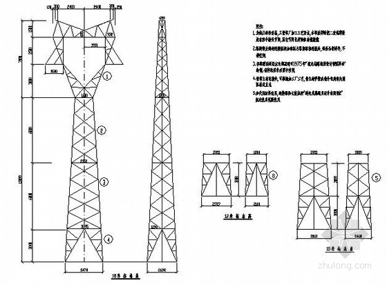 110kv电缆沟施工图资料下载-110kV直线铁塔结构施工图