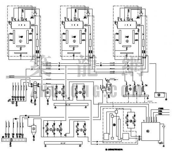 锅炉房热力系统图cad资料下载-6x64MW锅炉房热力系统图