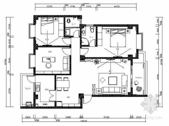 室内效果模型资料下载-[毕业设计]地中海风格三室两厅室内装修图（含效果模型）