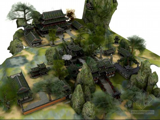 寺庙3D建筑模型资料下载-寺庙建筑3D模型下载