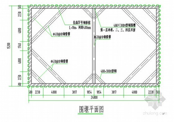 3m基坑钢板桩资料下载-[江苏]钢桁架组合梁大桥钢板桩围堰施工方案