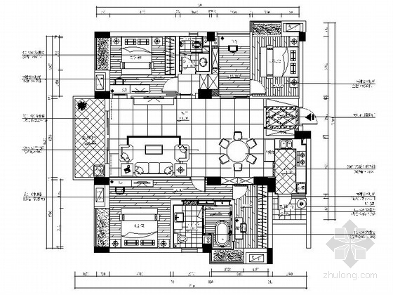 140平方米四居室资料下载-[广东]独特简欧风格四居室样板间装修施工图（含效果及实景）