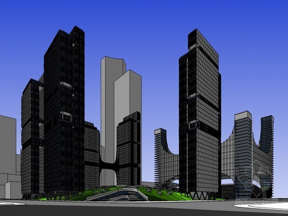 现代塔楼办公建筑su模型资料下载-现代时尚办公建筑SketchUp模型下载
