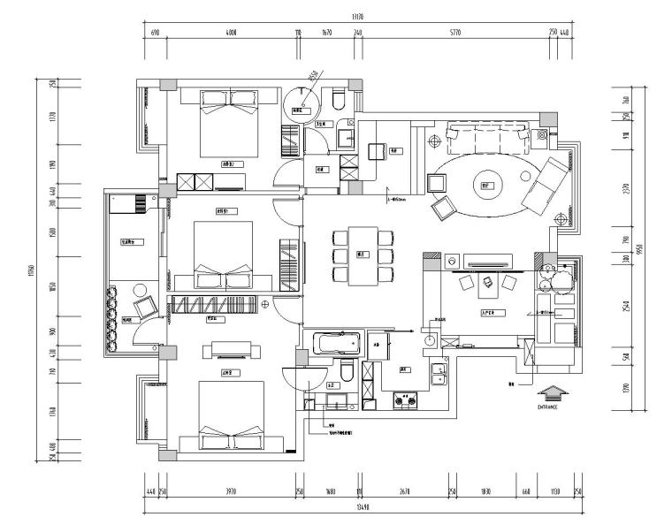 全套常用家居图块资料下载-中西合璧混搭风格家居施工图设计