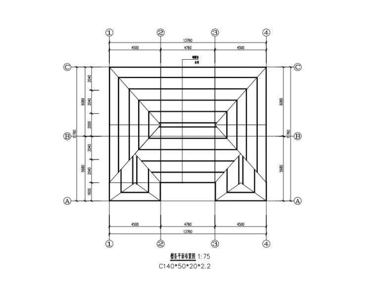 快题设计别墅设计图纸资料下载-14米x12米二层钢框架别墅设计图纸