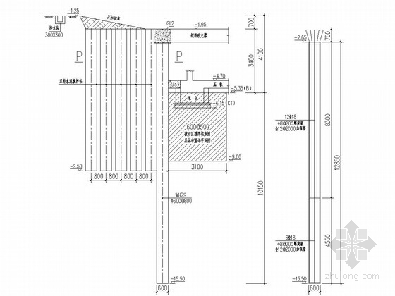 重力式钢筋混凝土挡墙资料下载-[浙江]深基坑支护施工图（钻孔桩 内支撑）