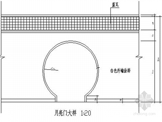 [重庆]交易中心屋顶花园设计施工图-月亮门施工图