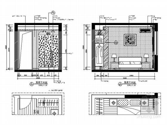 [广西]高档现代三居室样板房装修图（含实景效果）-客房立面图