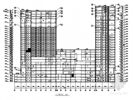 [广东]二十二层现代风格酒店建筑施工图（知名设计院）-二十二层现代风格酒店建筑剖面图