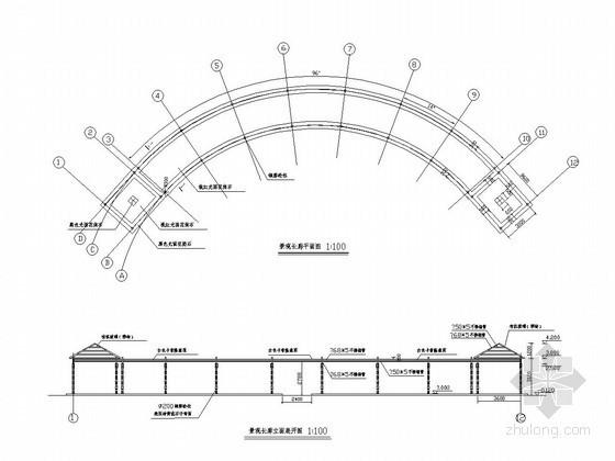 古建长廊设计施工图资料下载-[浙江]景观长廊施工图