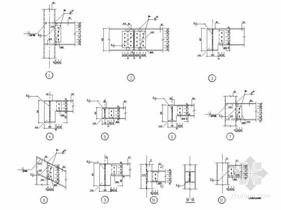 [苏州]两层钢框架结构别墅结构施工图（含pkpm计算模型 建筑图）-节点大样