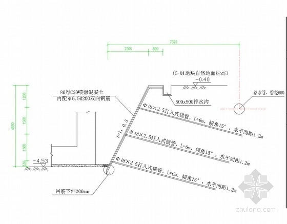 [浙江]土钉墙结合排桩深基坑支护施工图（附基坑计算书）-土钉墙基坑支护 