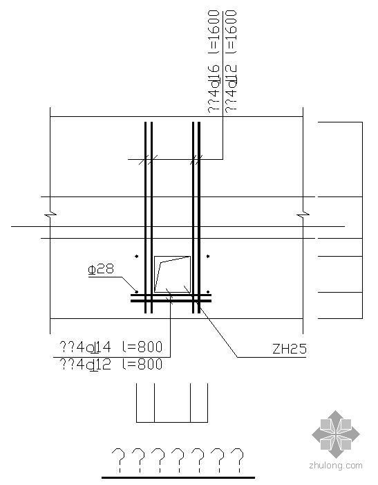 单桩配筋设计资料下载-某单桩孔配筋节点构造详图