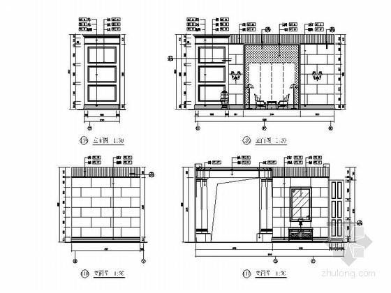 [缅甸]原创私人豪宅三层别墅室内装修施工图（含效果）-中庭立面图