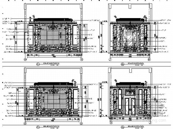 [苏州]奢华欧式风格商务会所二层宴会厅西餐厅室内装修图（含效果） 贵宾室立面 