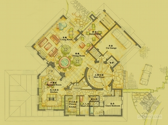 [北京]三层高级自建房屋设计施工图纸-三层高级自建房屋户型图