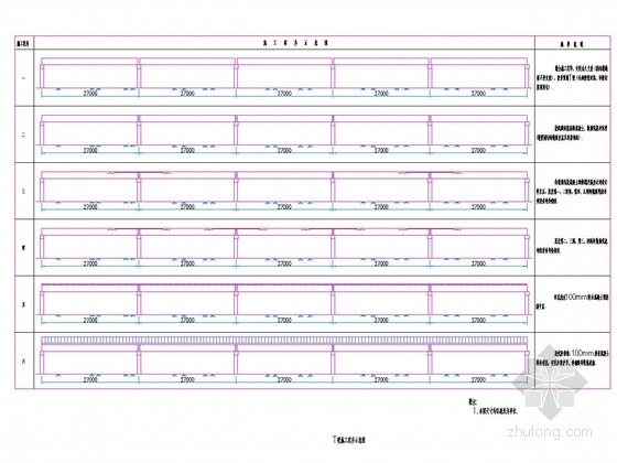 [重庆]2014年设计高速公路预应力刚构(连续）T梁简支T梁通用图315张（含公用构造）-T梁施工程序示意图