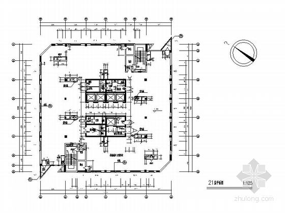 [宁波]高层框架筒体结构五星级酒店建筑施工图-高层框架筒体结构五星级酒店建筑平面图