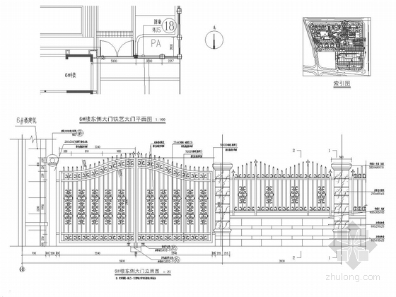 [福建]高档典雅型小区景观规划设计施工图-大门施工详图