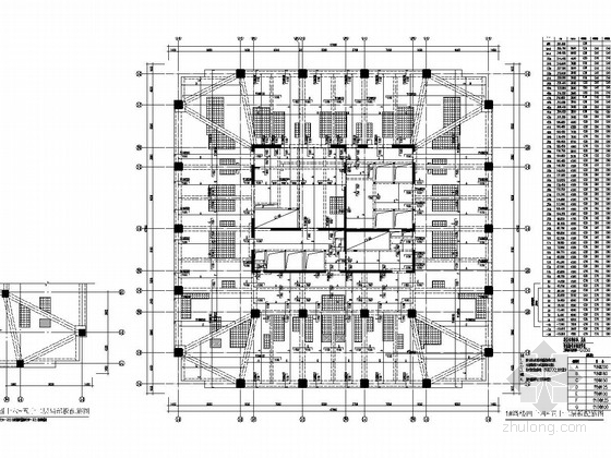 [东西双塔]56和44层框架核心筒结构商业办公楼结构图（400张图）-1#塔楼44~52层板配筋图 