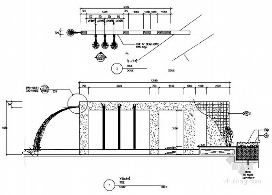 特色景墙设计详图资料下载-特色水景景墙施工详图
