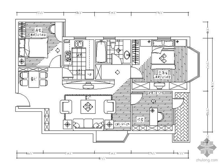 四川三居室样板间资料下载-[深圳]98㎡三居室样板间施工图