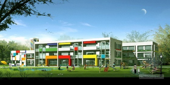 9班幼儿园建筑方案图资料下载-某九班三层幼儿园建筑方案图（含实景照片）