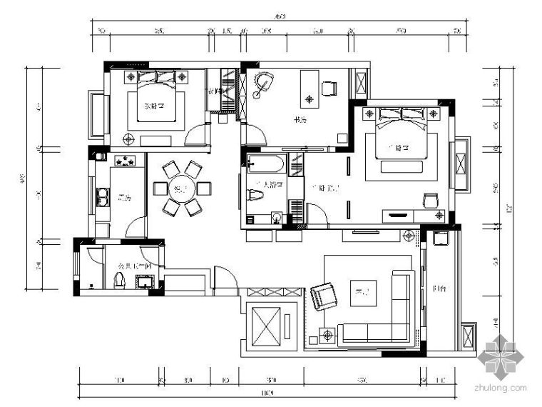三室两厅cad施工图纸资料下载-[深圳]现代三室两厅施工图