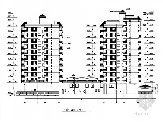 标准型及复式型混合高层住宅建筑施工图（含商业建筑）-标准型及复式型混合高层住宅建筑立面图