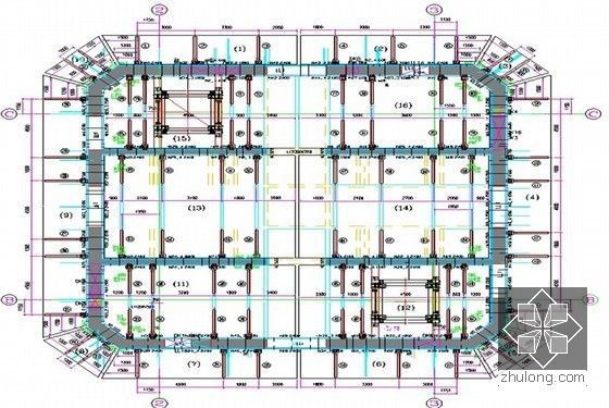 [广东]超高层框筒结构写字楼施工组织设计（303米，鲁班奖） -爬模体系平面设计