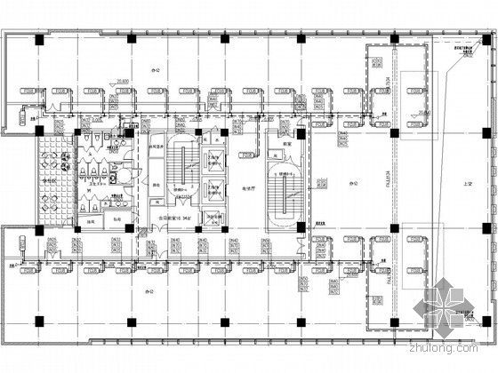 [江苏]办公楼空调通风全套施工图纸(地源热泵，详图多)-办公楼水平面图