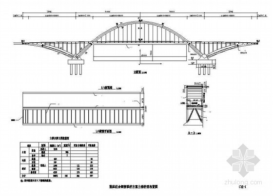 拱桥设计详图资料下载-梁拱组合钢管拱桥主桥桥型布置节点详图设计