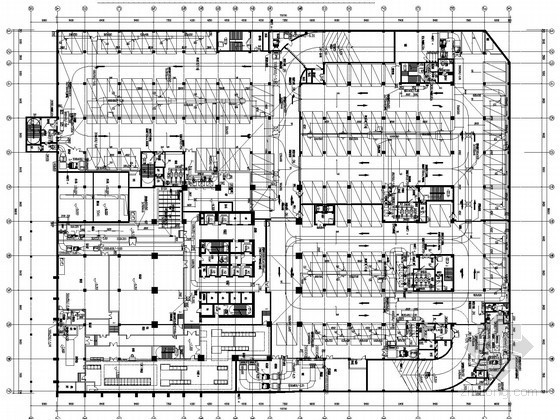 [江苏]超高层商业办公楼空调通风及防排烟系统设计施工图（大院作品 人防设计）-地下二层平面通风系统布置图 