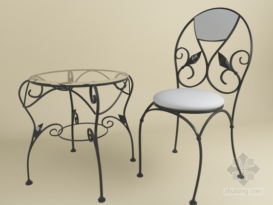 阶梯教室桌椅3d模型资料下载-铁艺桌椅3D模型下载