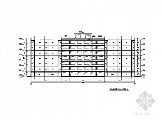 [浙江]现代风格高等院校学生宿舍楼建筑施工图（6层 24.4米）-现代风格高等院校学生宿舍楼建筑剖面图