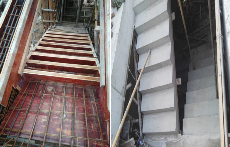 住宅小区项目观摩工地质量创优策划及亮点做法展示（蚌埠）-楼梯采用承插式模板施工