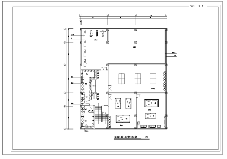 综合餐饮娱乐大都会室内装修设计施工图（122张）-三层健身中心平面布置图