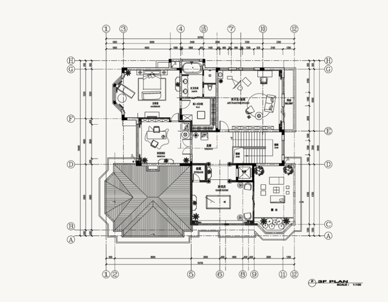 威尼斯城英式府邸豪宅室内装修效果图（18页）-三层平面布置图