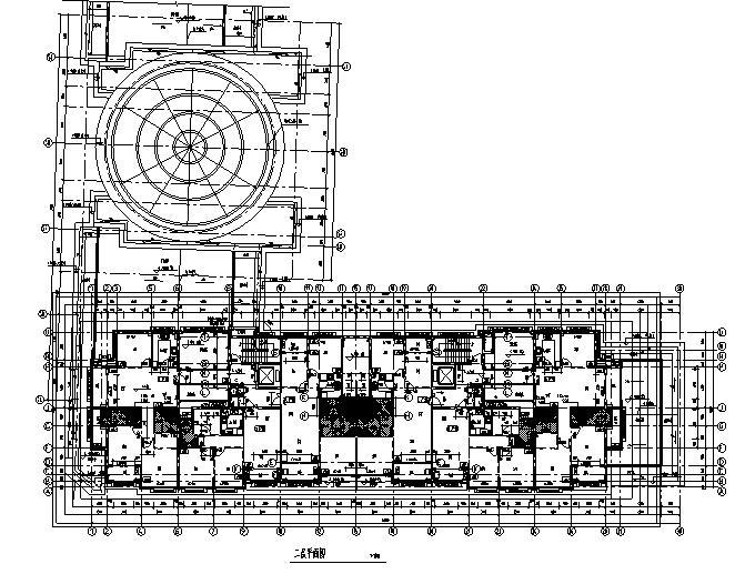 [广东]锦园华庭高层居住小区住宅楼及节点大样施工图（CAD）-二层平面图