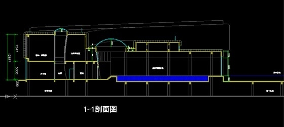 海螺形钢板外墙运动会所建筑设计方案文本-海螺形钢板外墙运动会所剖面图 