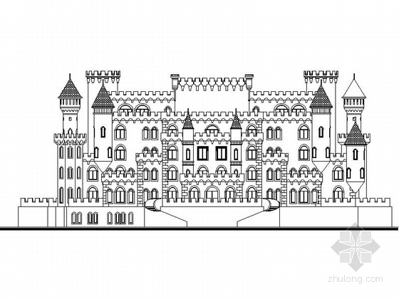 高层酒店建筑施工图效果图资料下载-[江苏]欧式风格城堡酒店建筑施工图（含效果图）