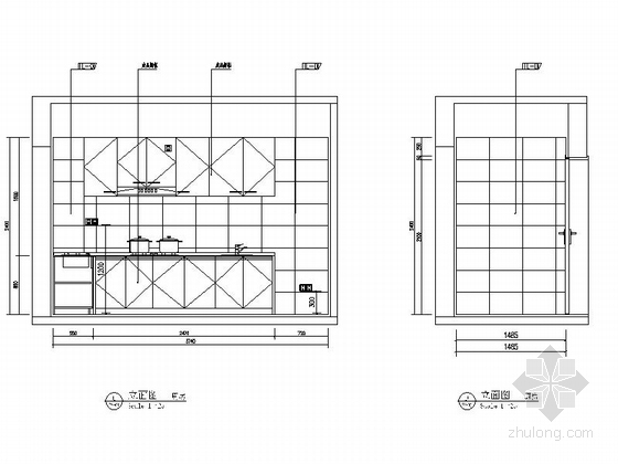 [深圳]东方花园现代简约一居室样板房设计装修图厨房立面图