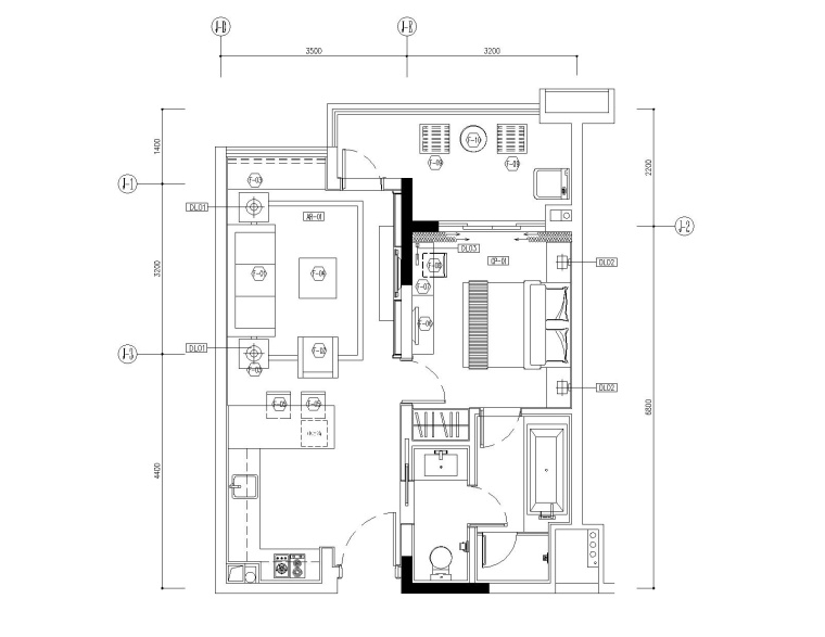 [广东]梁志天-广州雅居乐科学城公寓1号户型一居室样板房全套施工图+效果图+物料-8家私索引图_看图王