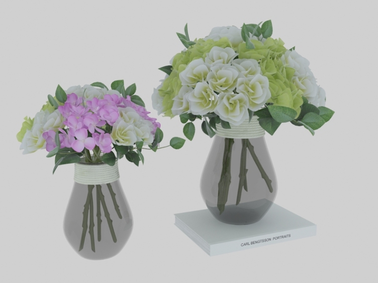 典雅中式陶瓷花瓶资料下载-现代玻璃插花瓶3D模型下载